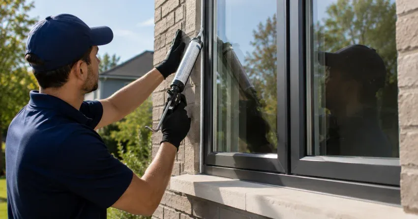 Aluminum window frame with double glazed insulated glass unit installed in a residential wall in Holt, East Gwillimbury