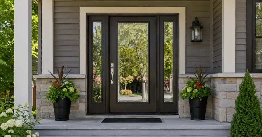 glass entry door with sidelights on a home in Ravenshoe, East Gwillimbury
