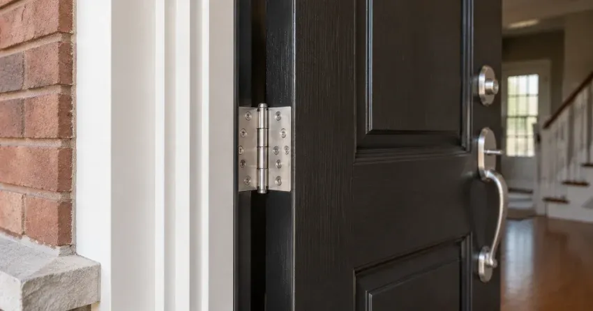 technician repairing a front door lock and frame in Brown Hill, East Gwillimbury